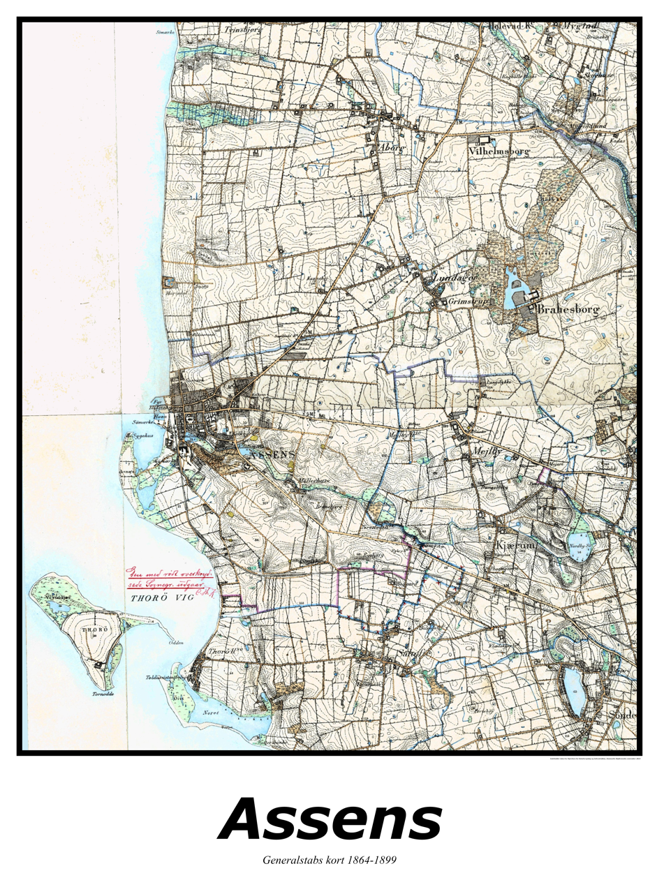 Plakat med kort over Assens | Kortplakater over Assens. Citymaps.dk