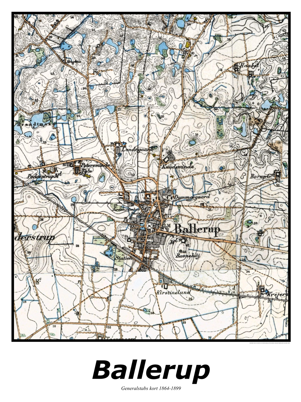 Plakat med kort over Ballerup | Kortplakater over Ballerup. Citymaps.dk
