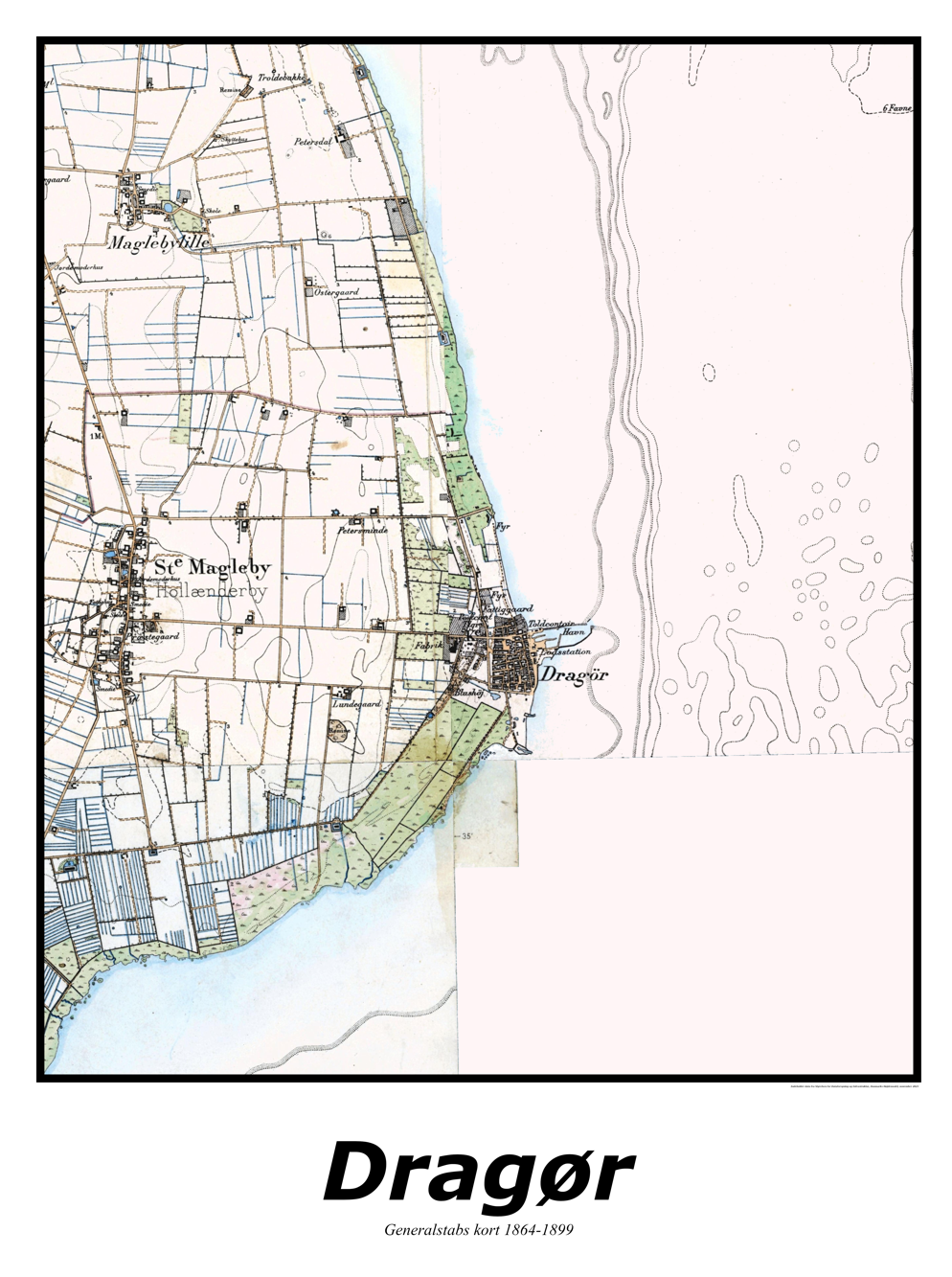 Plakat med kort over Dragør | Kortplakater over Dragør. Citymaps.dk