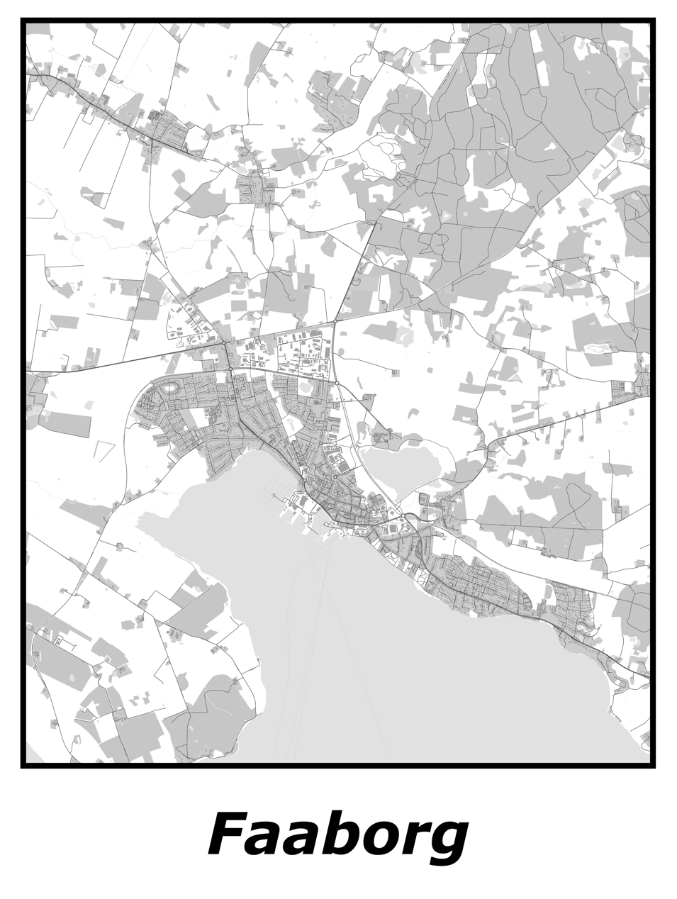 Kortplakater over Faaborg | Plakat med kort over Faaborg. Citymaps.dk