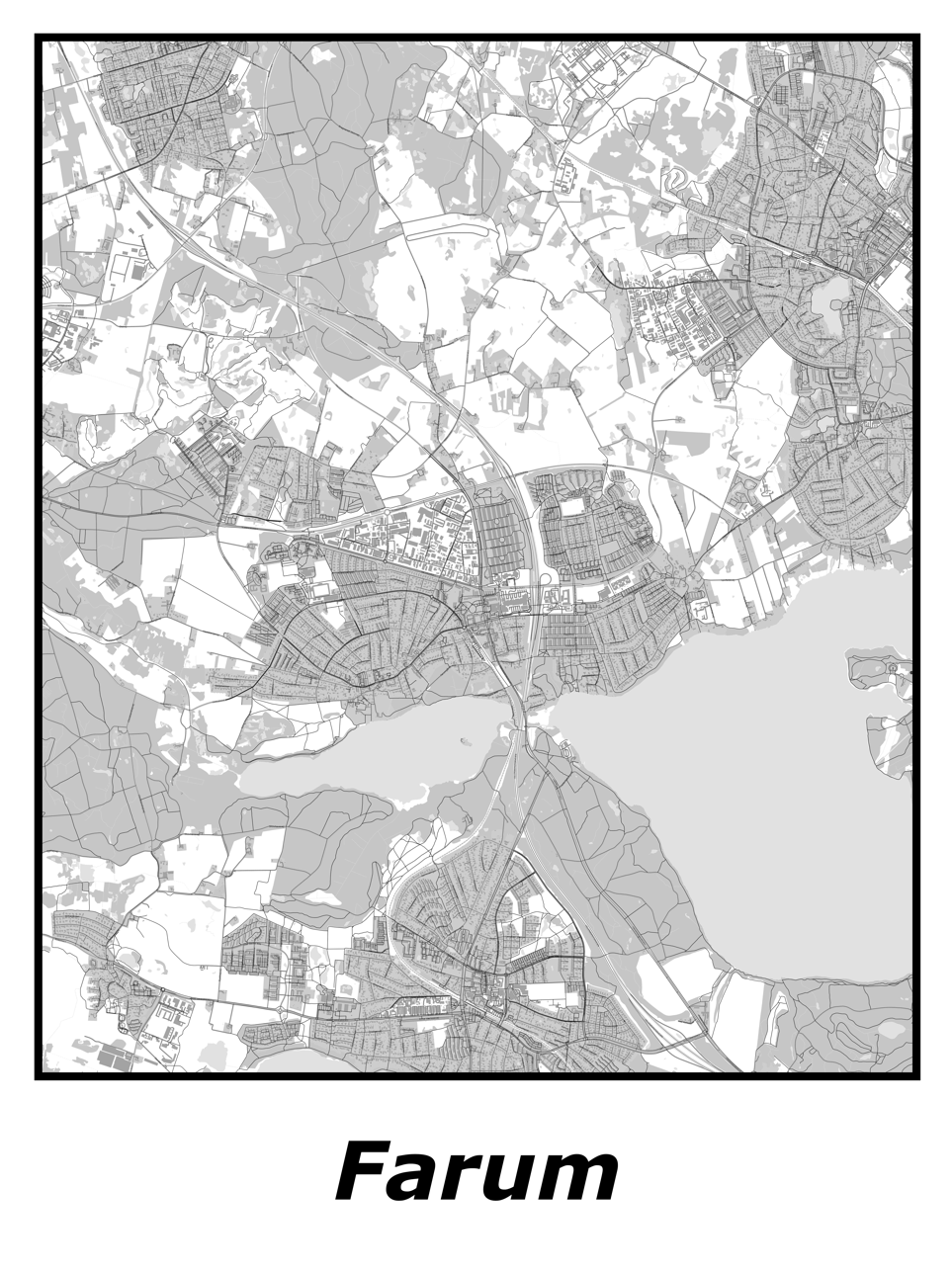 Kortplakater over Farum | Plakat med kort over Farum. Citymaps.dk