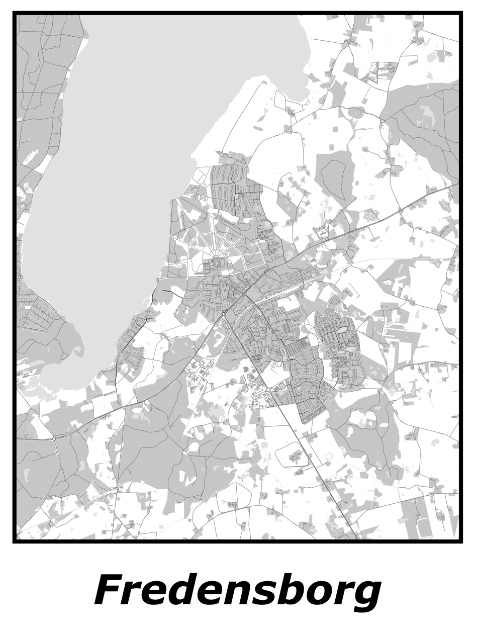 Kortplakater over Fredensborg | Plakat med kort over Fredensborg. Citymaps.dk