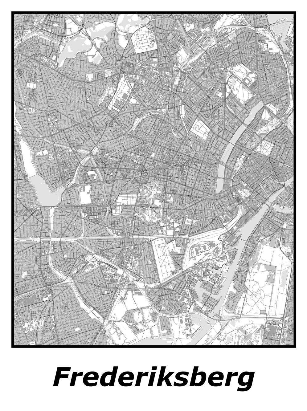 Kortplakater over Frederiksberg | Plakat med kort over Frederiksberg. Citymaps.dk