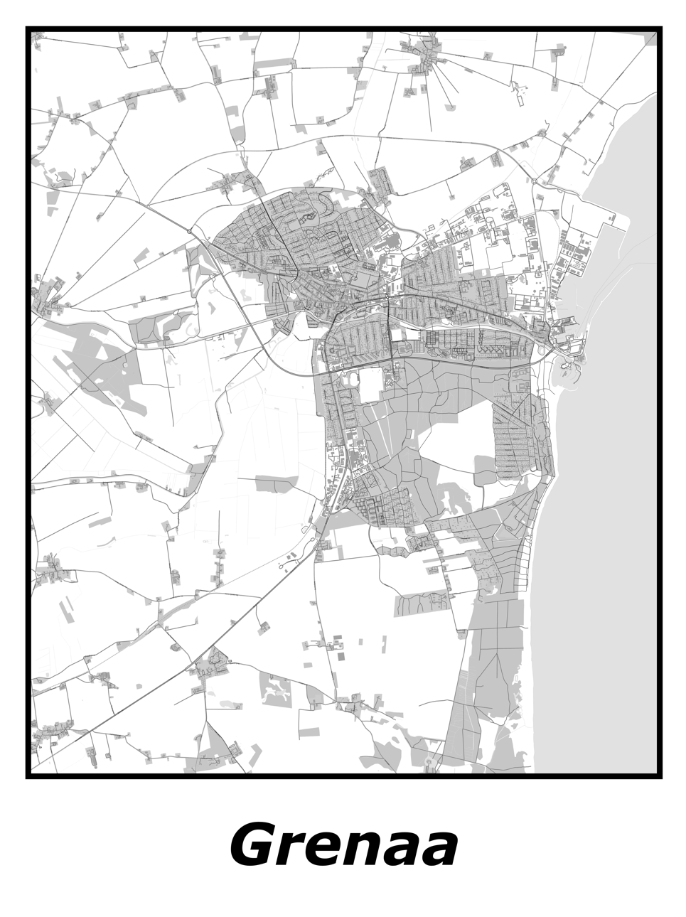 Kortplakater over Grenaa | Plakat med kort over Grenaa. Citymaps.dk