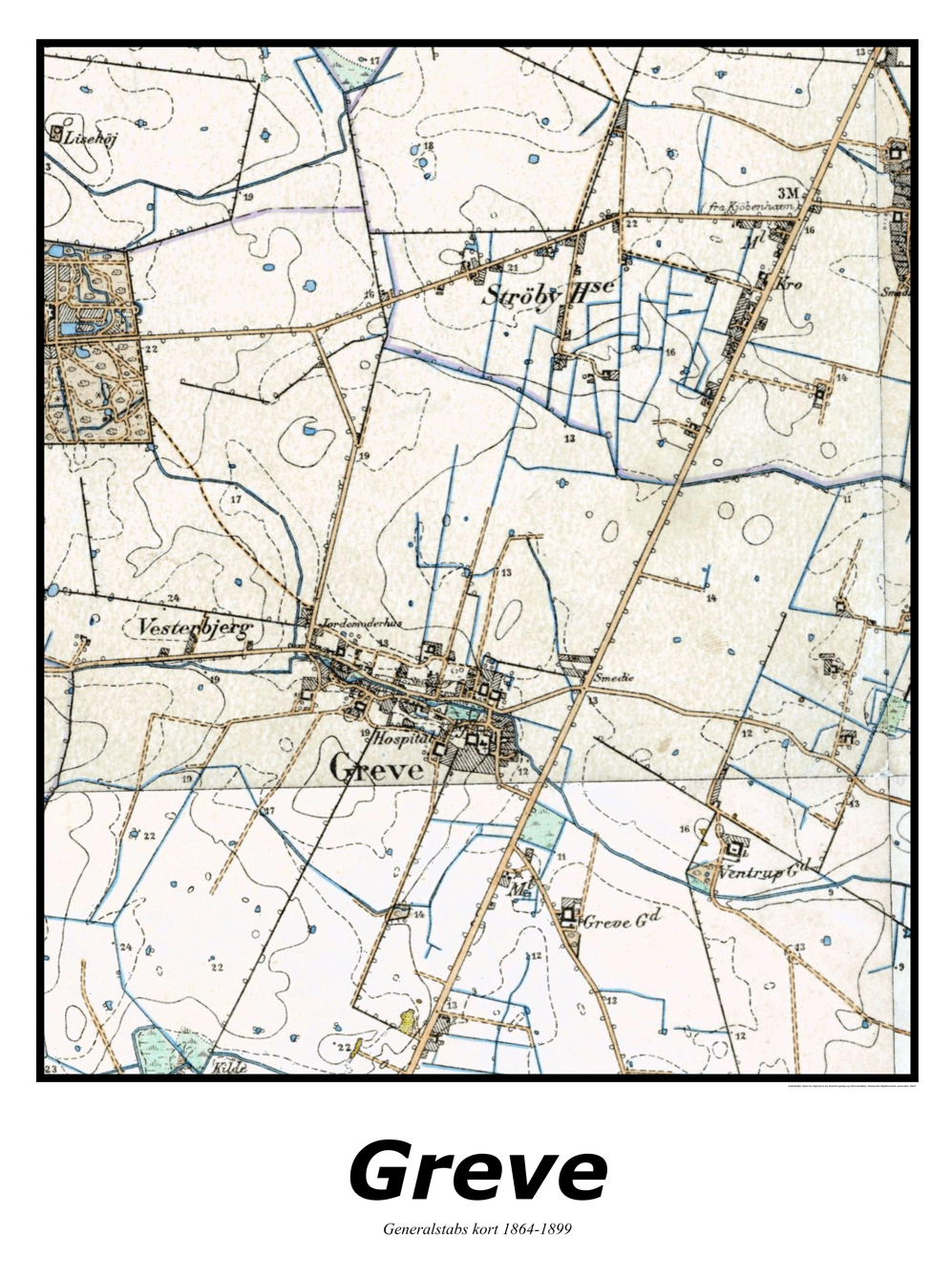 Plakat med kort over Greve | Kortplakater over Greve. Citymaps.dk