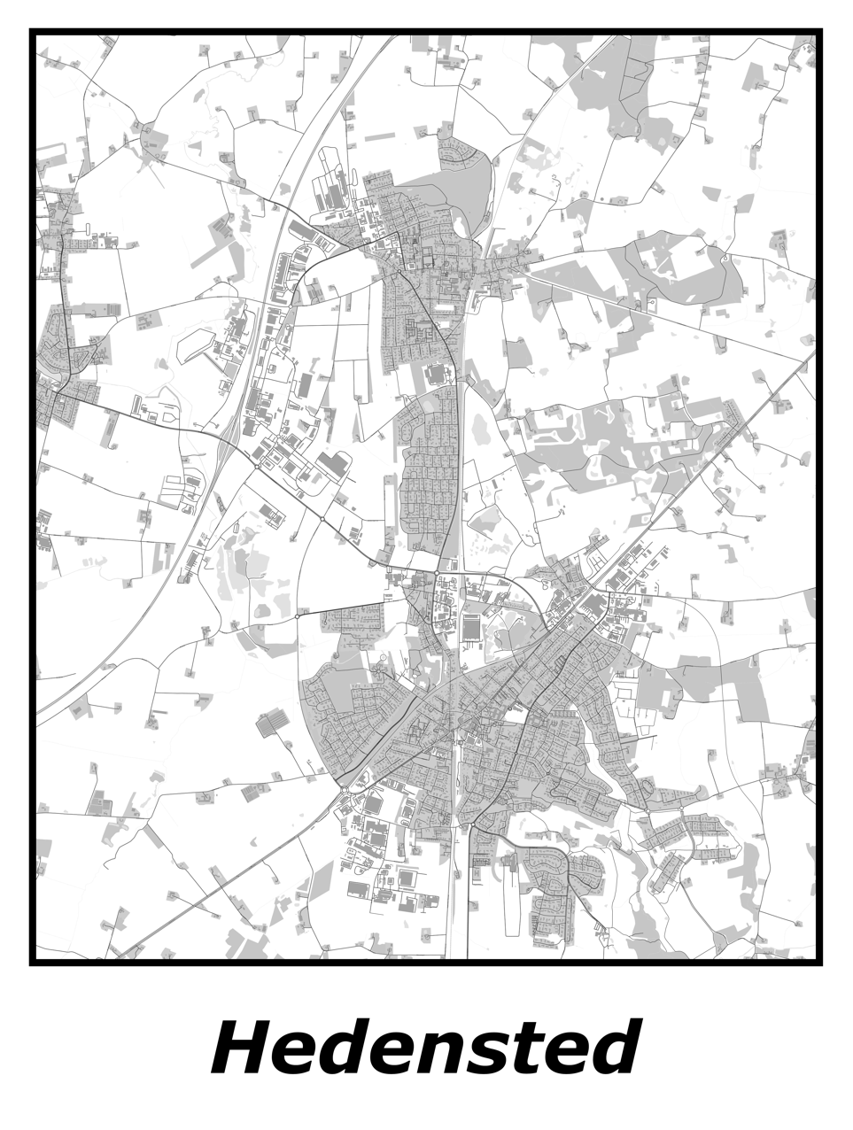 Kortplakater over Hedensted | Plakat med kort over Hedensted. Citymaps.dk