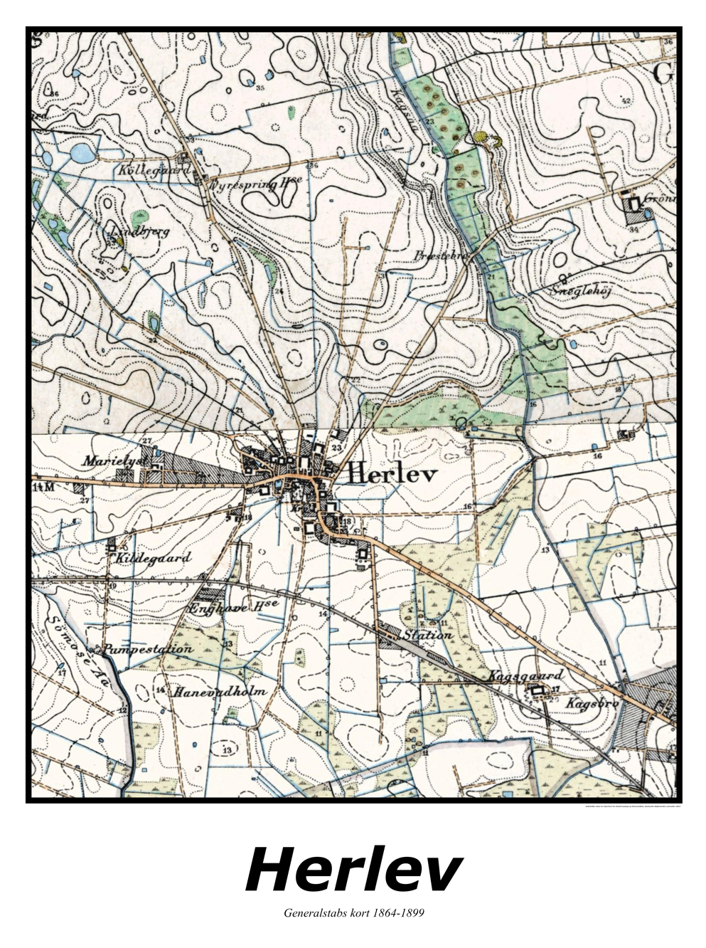 Plakat med kort over Herlev | Kortplakater over Herlev. Citymaps.dk