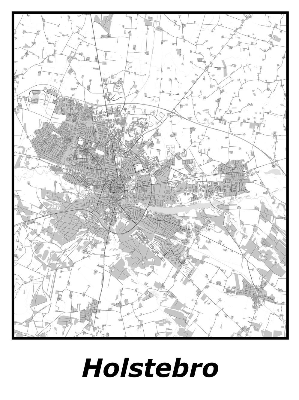 Kortplakater over Holstebro | Plakat med kort over Holstebro. Citymaps.dk