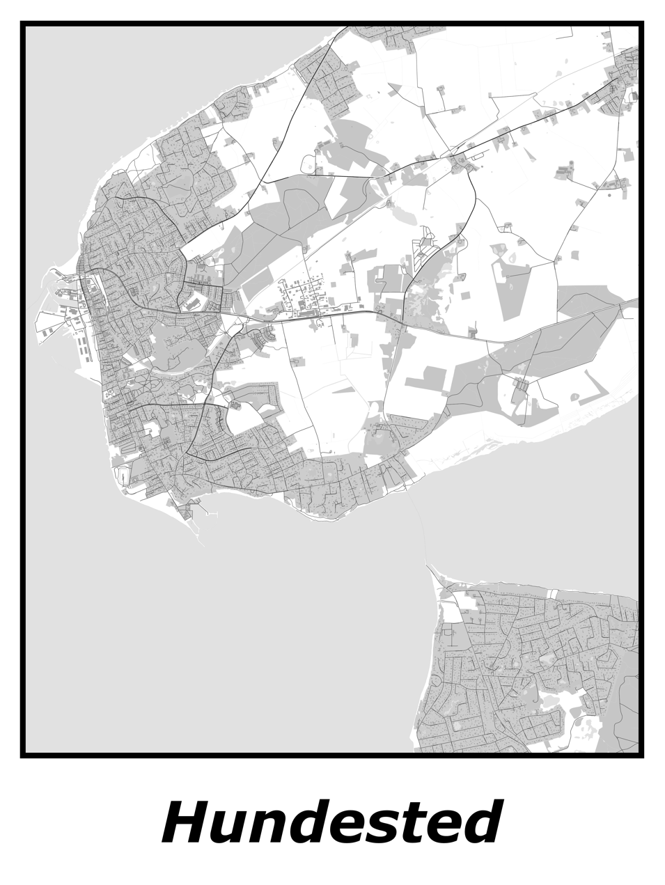 Kortplakater over Hundested | Plakat med kort over Hundested. Citymaps.dk