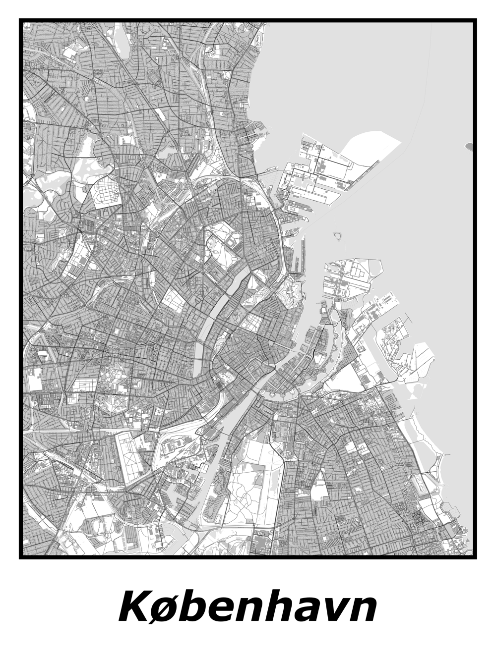 Kortplakater over København | Plakat med kort over København. Citymaps.dk