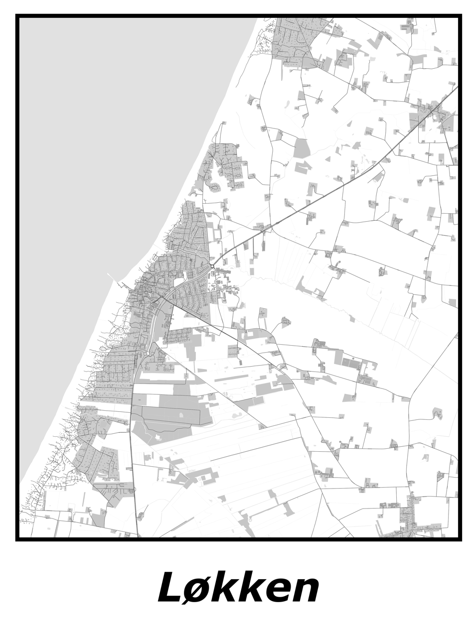 Kortplakater over Løkken | Plakat med kort over Løkken. Citymaps.dk