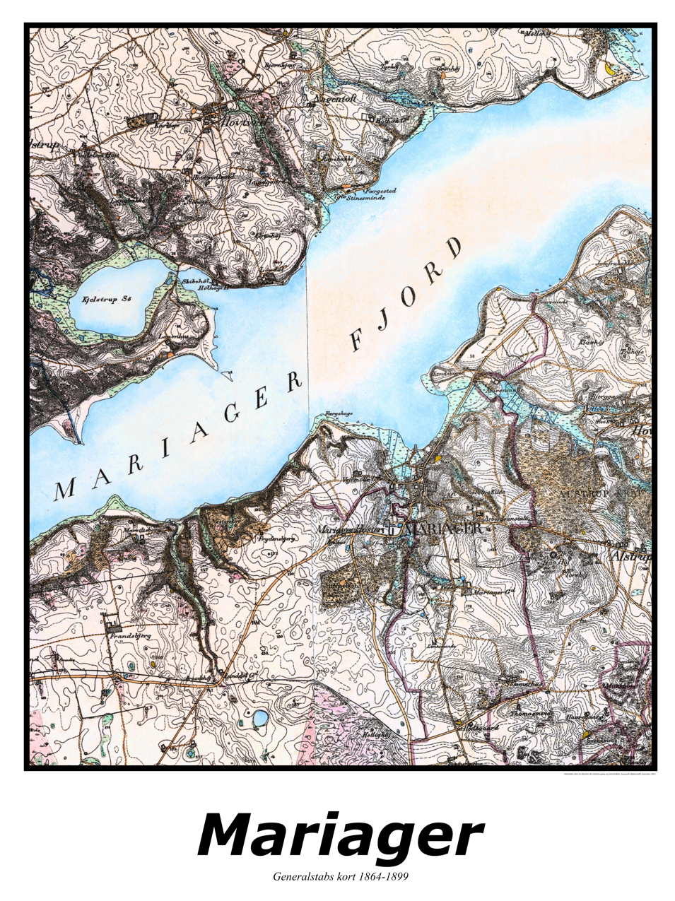 Plakat med kort over Mariager | Kortplakater over Mariager. Citymaps.dk