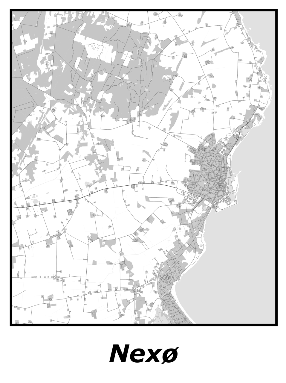 Kortplakater over Nexø | Plakat med kort over Nexø. Citymaps.dk