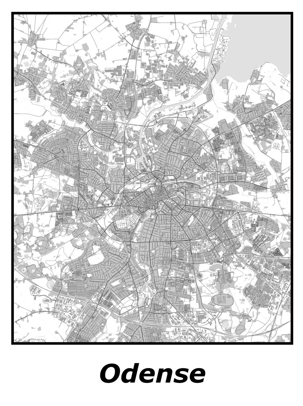 Kortplakater over Odense | Plakat med kort over Odense. Citymaps.dk