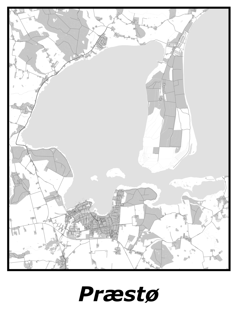 Kortplakater over Præstø | Plakat med kort over Præstø. Citymaps.dk
