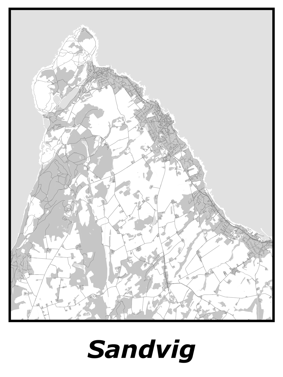 Kortplakater over Sandvig | Plakat med kort over Sandvig. Citymaps.dk