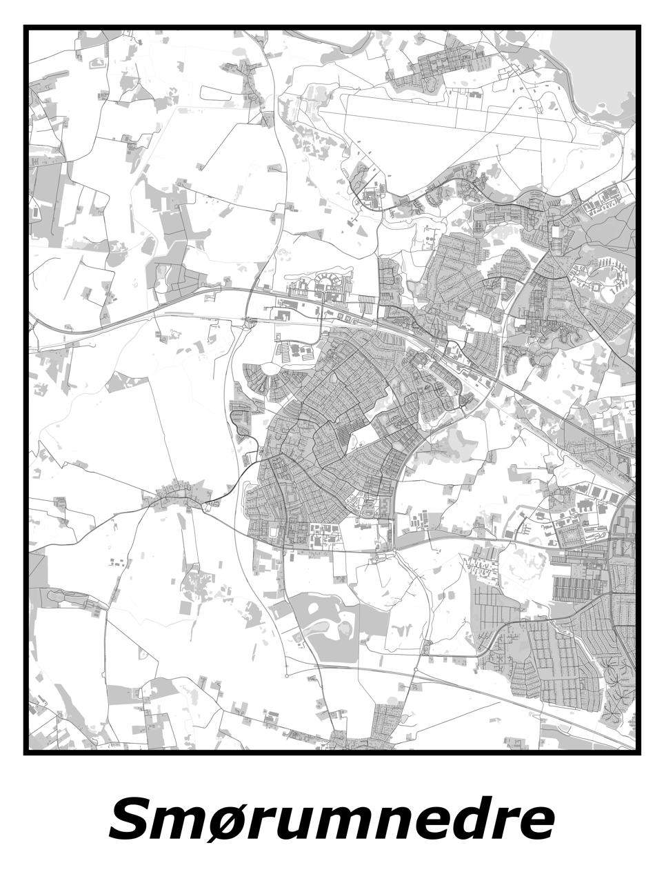 Kortplakater over Smørumnedre | Plakat med kort over Smørumnedre. Citymaps.dk