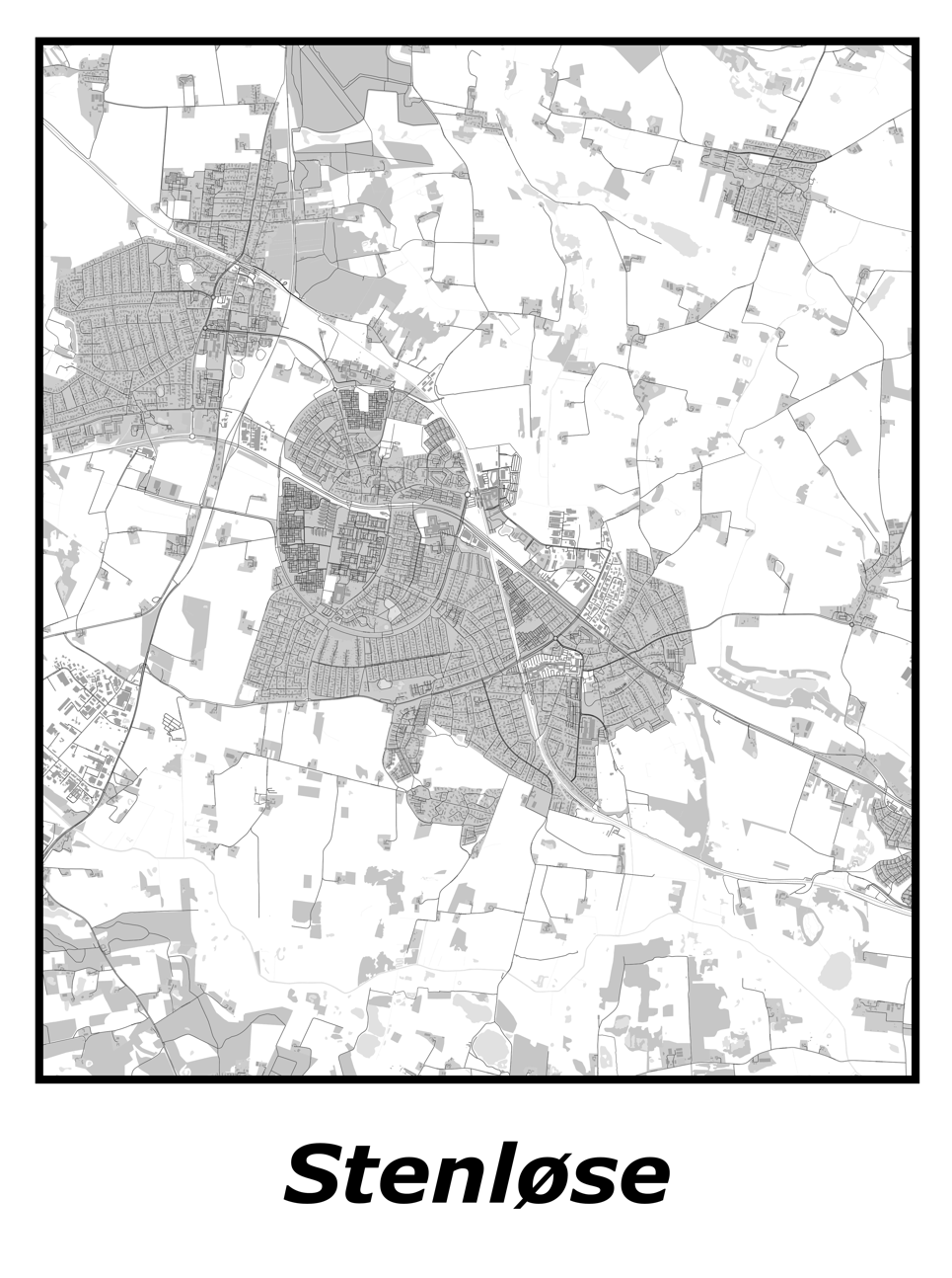 Kortplakater over Stenløse | Plakat med kort over Stenløse. Citymaps.dk