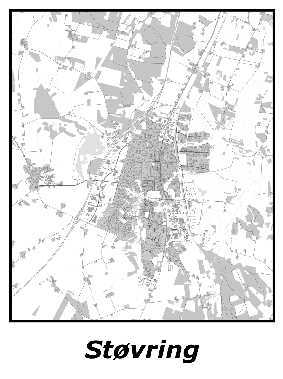 Kortplakater over Støvring | Plakat med kort over Støvring. Citymaps.dk