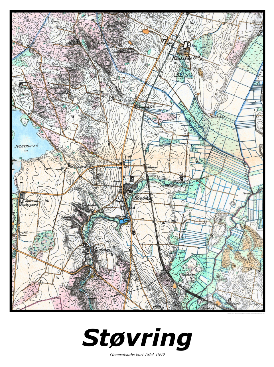 Plakat med kort over Støvring | Kortplakater over Støvring. Citymaps.dk