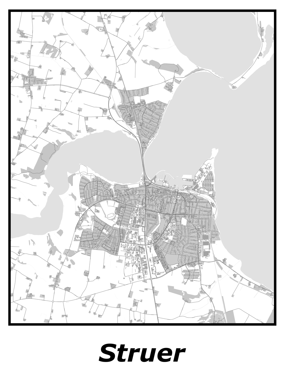 Kortplakater over Struer | Plakat med kort over Struer. Citymaps.dk