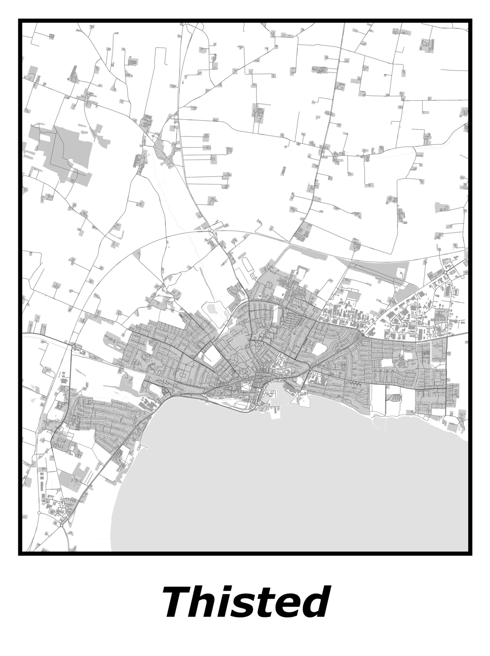 Kortplakater over Thisted | Plakat med kort over Thisted. Citymaps.dk