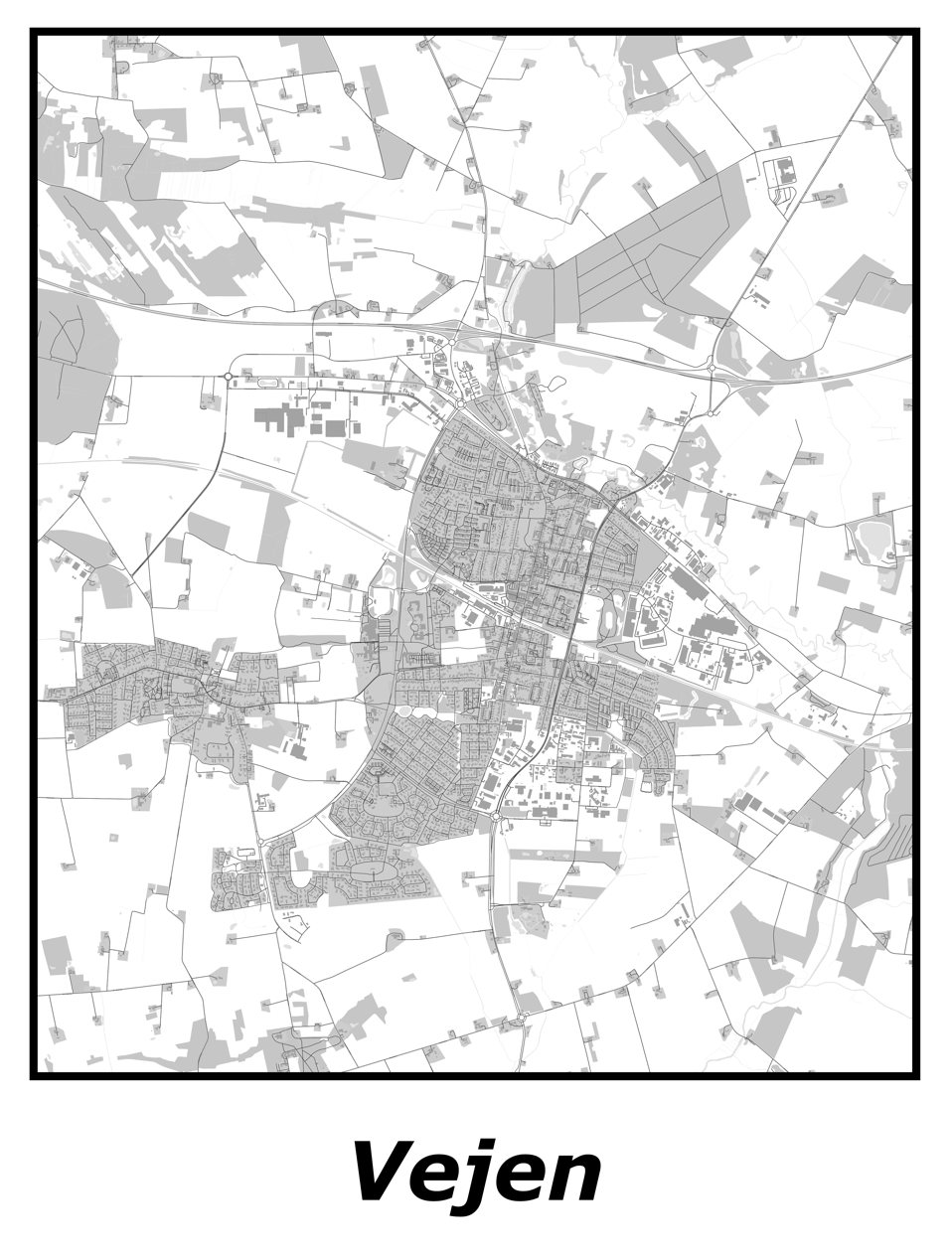 Kortplakater over Vejen | Plakat med kort over Vejen. Citymaps.dk