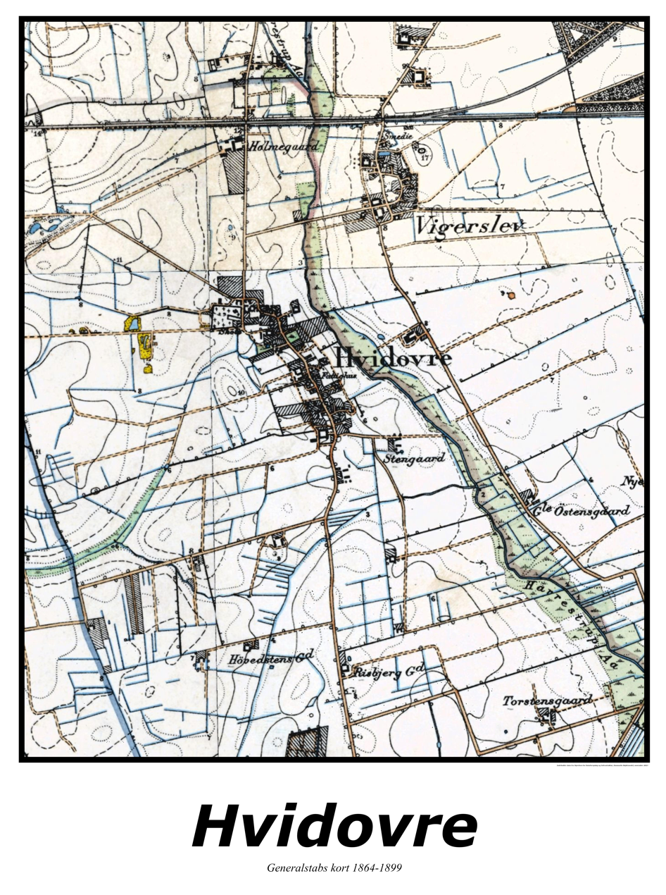 Plakat med kort over Hvidovre | Kortplakater over Hvidovre. Citymaps.dk