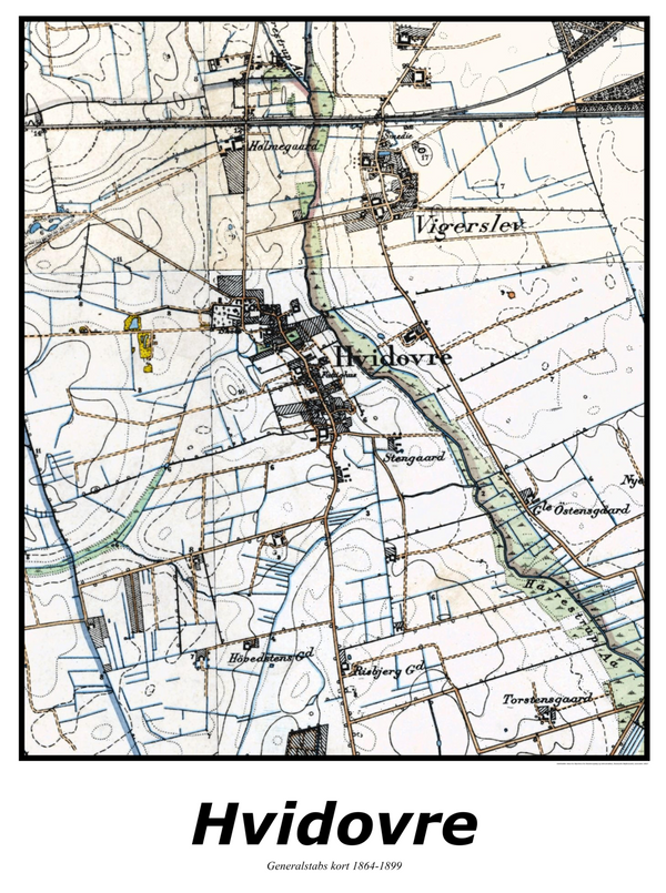 Plakat med kort over Hvidovre | Kortplakater over Hvidovre. Citymaps.dk