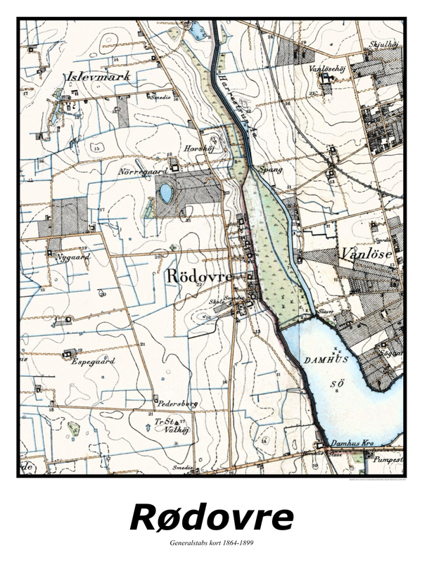 Plakat med kort over Rødovre | Kortplakater over Rødovre. Citymaps.dk