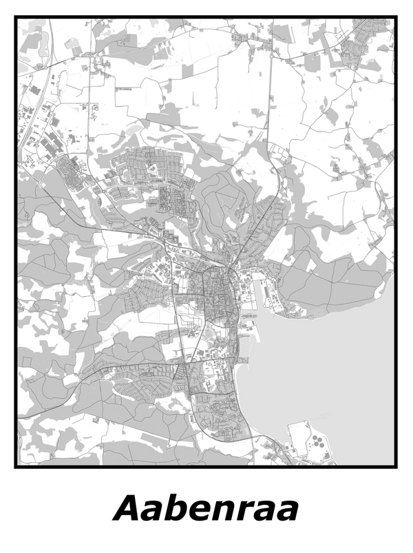 Kortplakater over Aabenraa | Plakat med kort over Aabenraa. Citymaps.dk