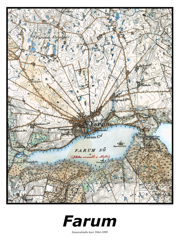 Plakat med kort over Farum | Kortplakater over Farum. Citymaps.dk
