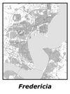 Kortplakater over Fredericia | Plakat med kort over Fredericia. Citymaps.dk