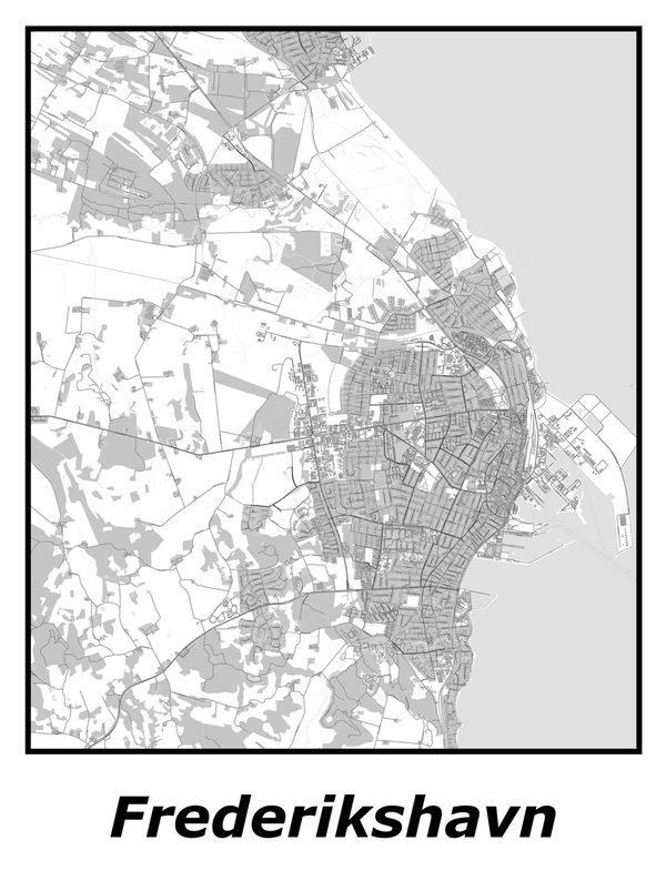Kortplakater over Frederikshavn | Plakat med kort over Frederikshavn. Citymaps.dk