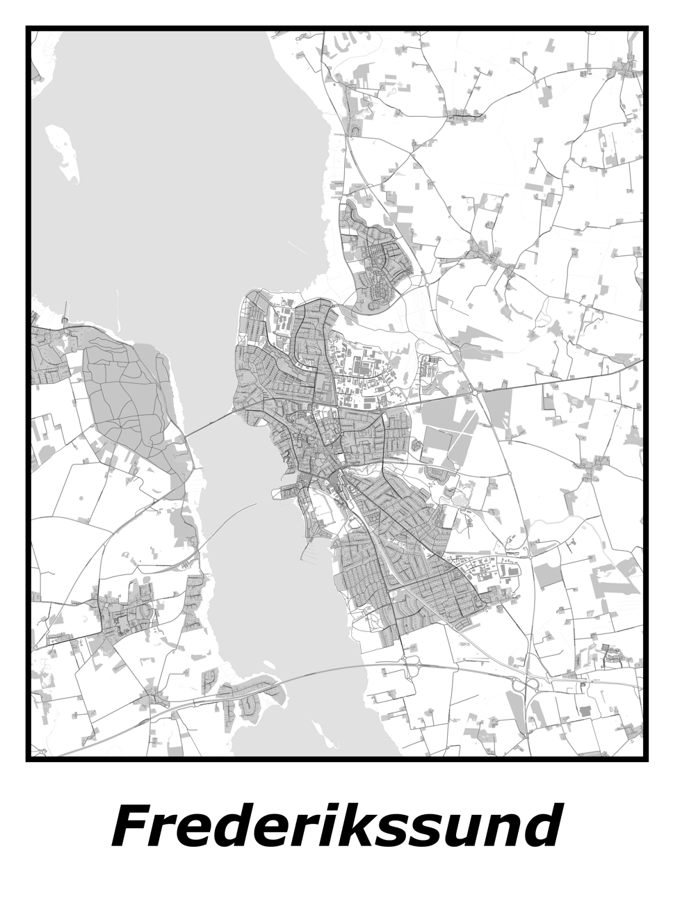 Kortplakater over Frederikssund | Plakat med kort over Frederikssund. Citymaps.dk