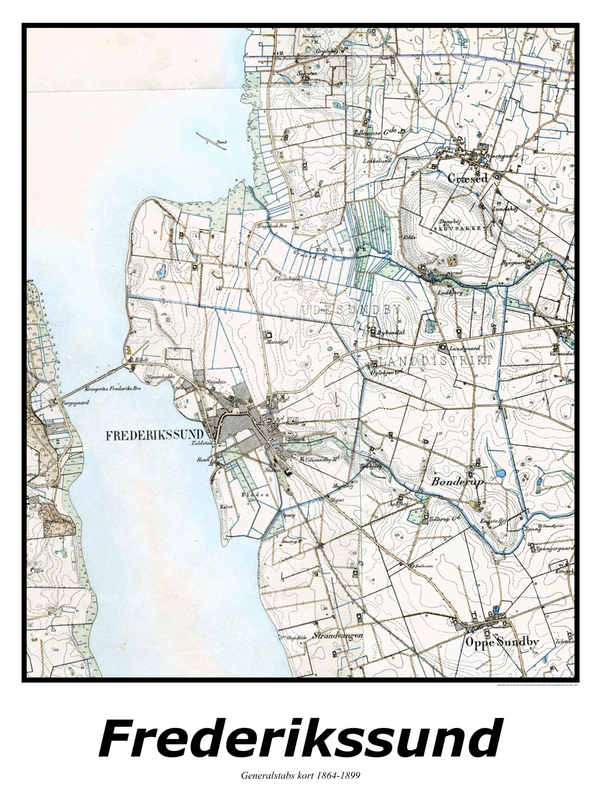 Plakat med kort over Frederikssund | Kortplakater over Frederikssund. Citymaps.dk