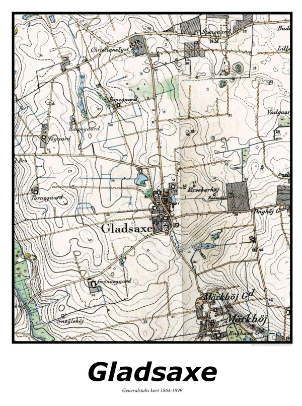 Plakat med kort over Gladsaxe | Kortplakater over Gladsaxe. Citymaps.dk