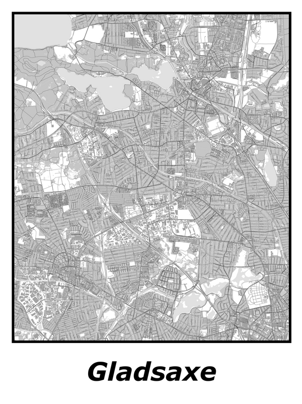 Kortplakater over Gladsaxe | Plakat med kort over Gladsaxe. Citymaps.dk