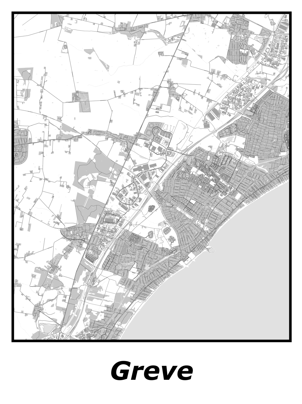 Kortplakater over Greve | Plakat med kort over Greve. Citymaps.dk