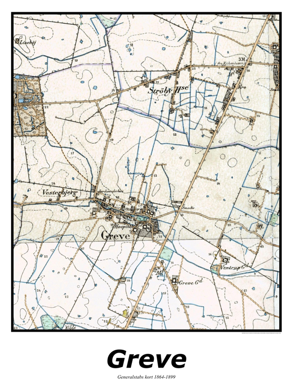 Plakat med kort over Greve | Kortplakater over Greve. Citymaps.dk