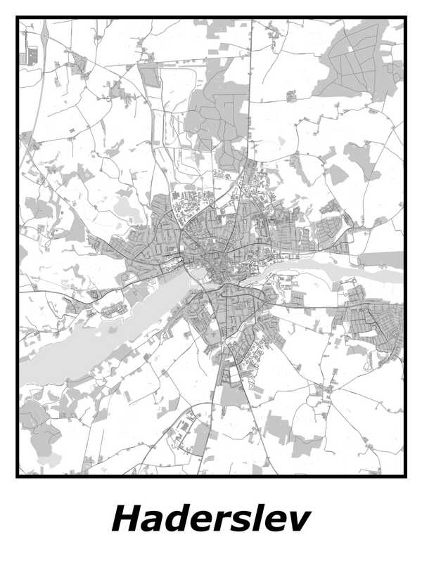 Kortplakater over Haderslev | Plakat med kort over Haderslev. Citymaps.dk