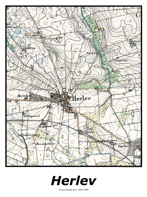 Plakat med kort over Herlev | Kortplakater over Herlev. Citymaps.dk