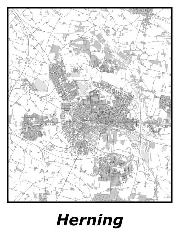 Kortplakater over Herning | Plakat med kort over Herning. Citymaps.dk