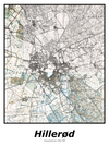 Plakat med kort over Hillerød | Kortplakater over Hillerød. Citymaps.dk