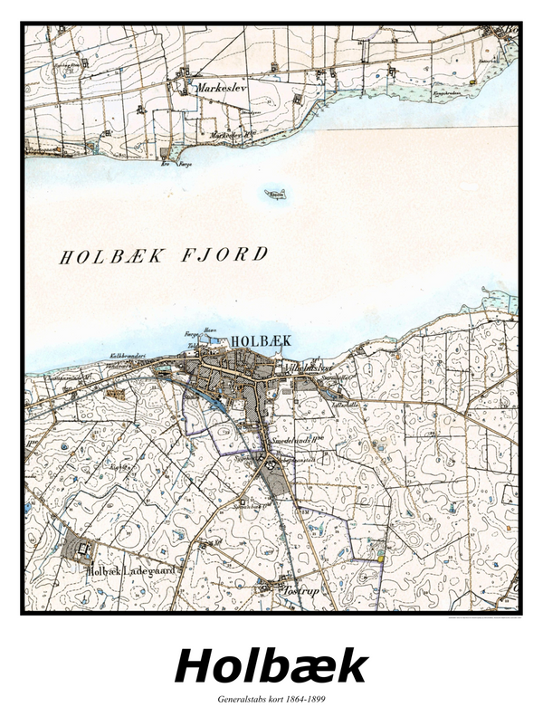 Plakat med kort over Holbæk | Kortplakater over Holbæk. Citymaps.dk