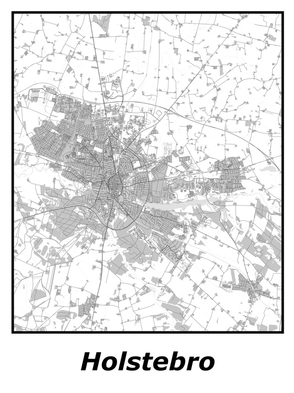 Kortplakater over Holstebro | Plakat med kort over Holstebro. Citymaps.dk