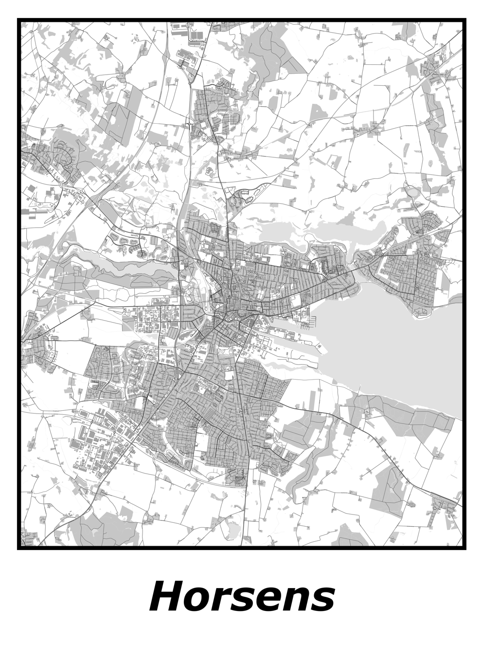 Kortplakater over Horsens | Plakat med kort over Horsens. Citymaps.dk