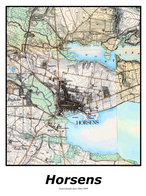 Plakat med kort over Horsens | Kortplakater over Horsens. Citymaps.dk