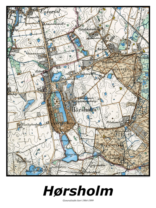 Plakat med kort over Hørsholm| Kortplakater over Hørsholm. Citymaps.dk