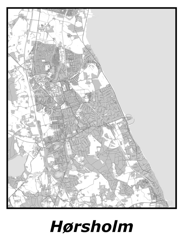 Kortplakater over Hørsholm | Plakat med kort over Hørsholm. Citymaps.dk